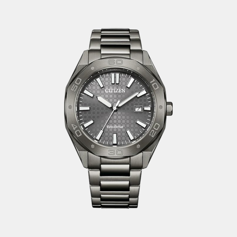 Men Eco-Drive Gray Dial Analog Stainless Steel Band Watch BM7637-81H