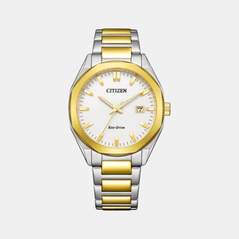 Men Eco-Drive White Dial Analog Stainless Steel Band Watch BM7624-82A