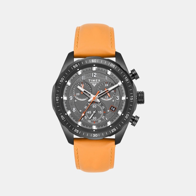 Men Quartz Grey Dial Chronograph Leather Watch TWEG26002
