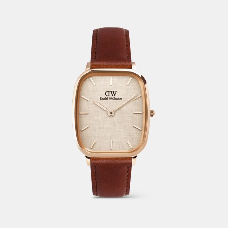 Men Vintage Beige Dial Analog Leather Watch DW00100816K