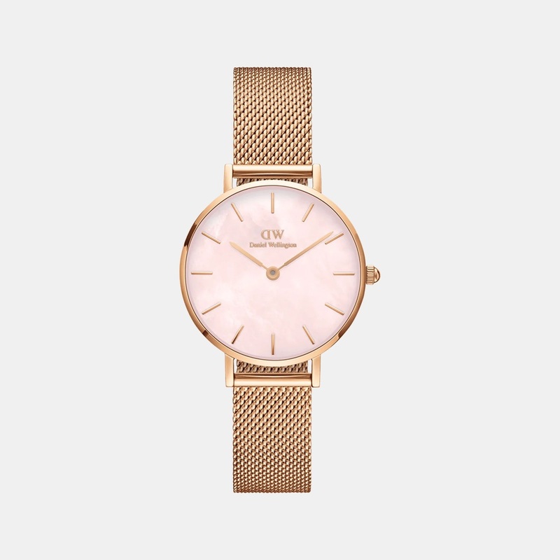 Petite Women Mother Of Pearl Analog Stainless Steel Watch DW00100516K