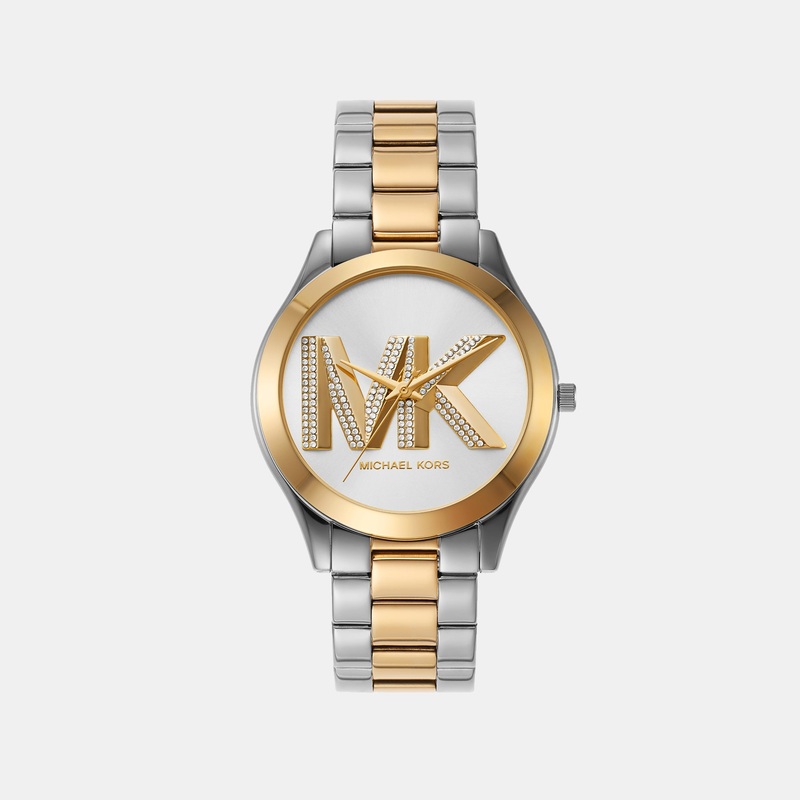 Slim Runway Women Quartz Two Tone Dial Analog Stainless Steel Watch MK4735