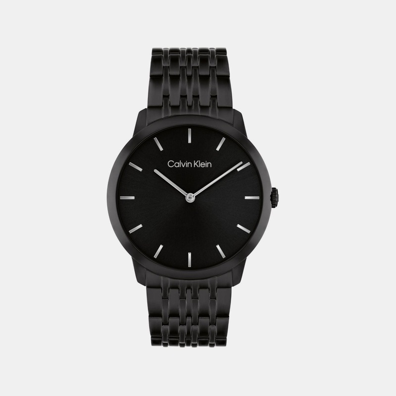 Unisex Quartz Black Dial Analog Stainless Steel Watch 25300008