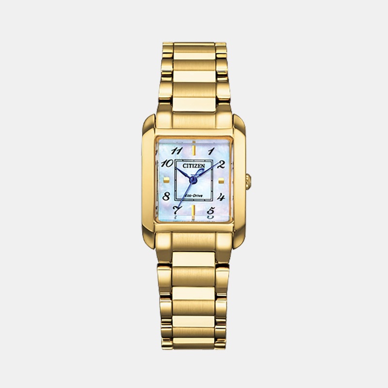 Women Eco-Drive Mother Of Pearl Dial Analog Stainless Steel Watch EW5602-81D