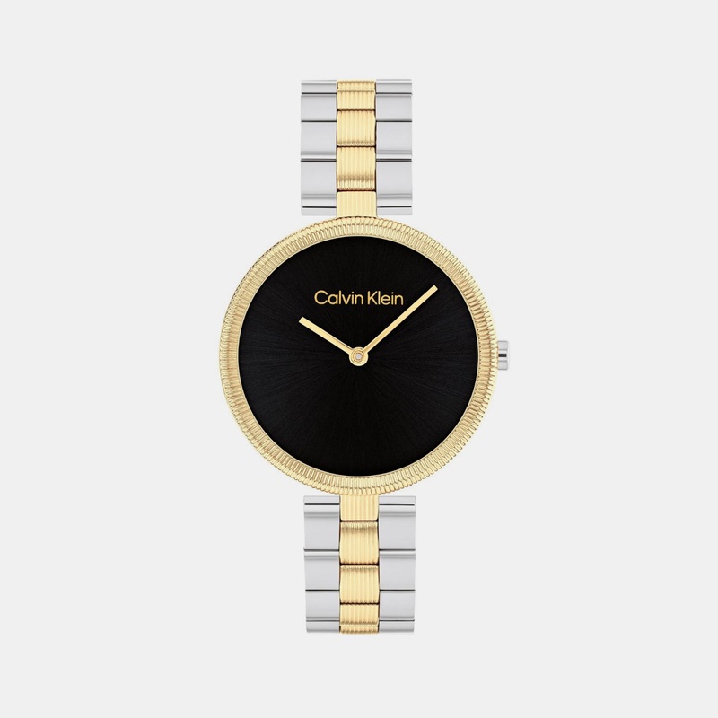 Women Quartz Black Dial Analog Stainless Steel Watch 25100012