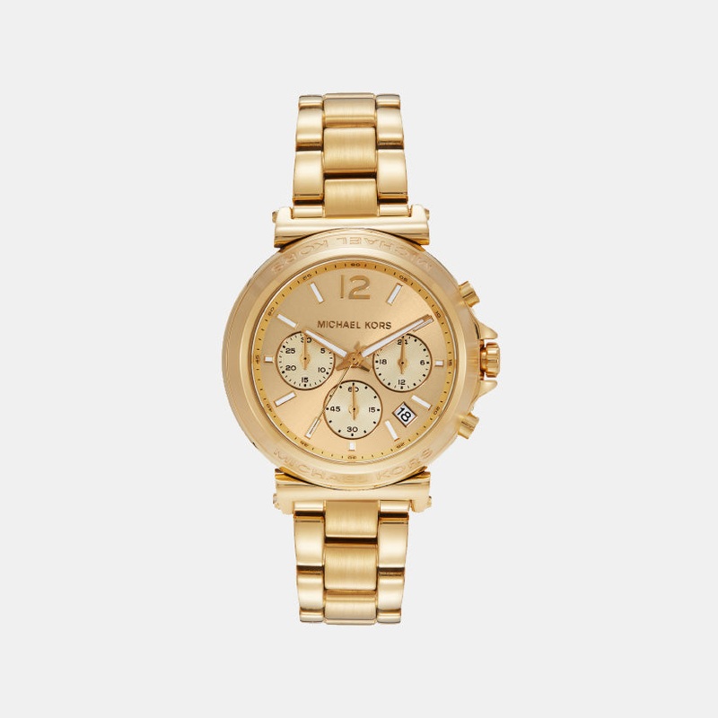 Women Quartz Gold Dial Chronograph Stainless Steel Watch MK7493