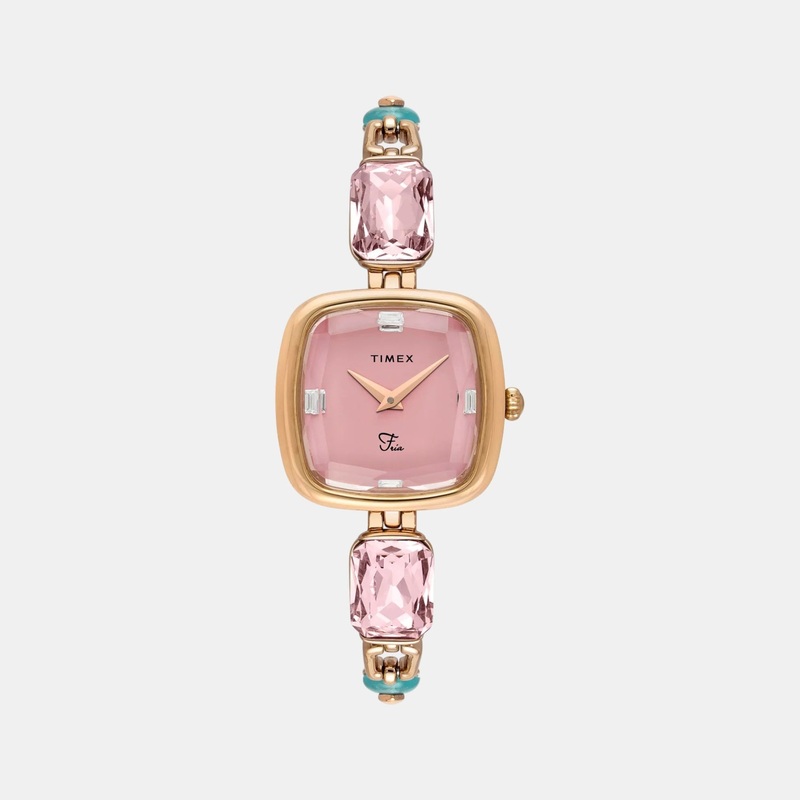 Women Quartz Pink Dial Analog Brass Watch TWEL21203
