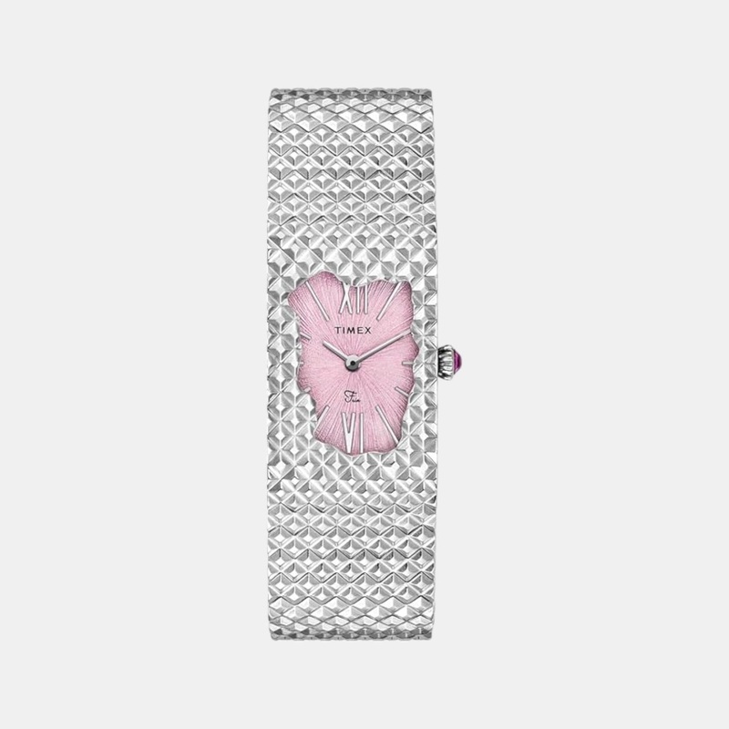 Women Quartz Pink Dial Analog Stainless Steel Watch TWEL77700