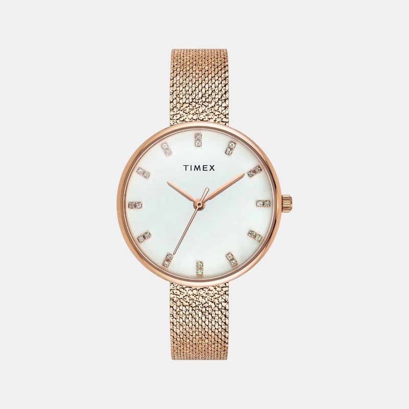 Women Quartz White Dial Analog Stainless Steel Watch TWEL21502