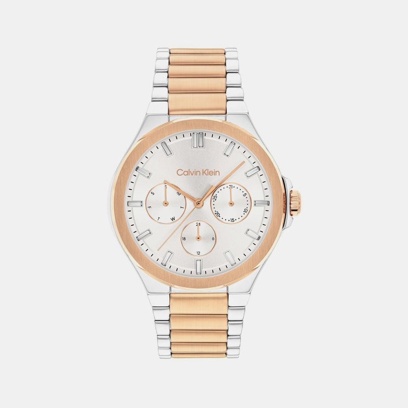 Women Quartz White Dial Multi-Function Stainless Steel Watch 25100052