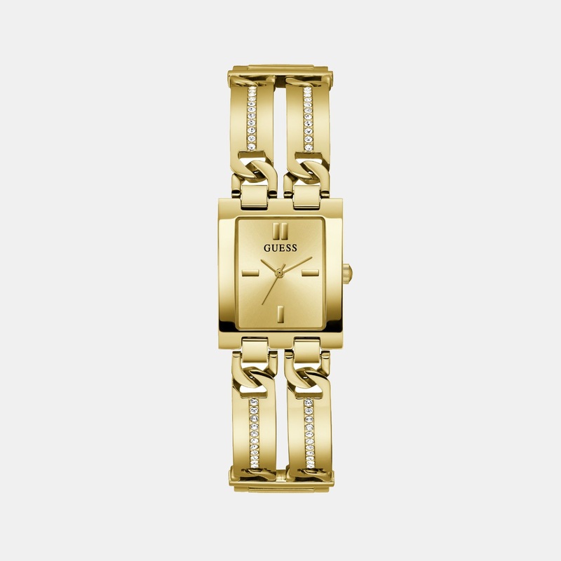 Bejeweled Women Quartz Champagne Dial Analog Recycled Steel Watch GW0668L2