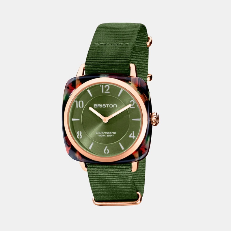 Clubmaster Chic Women Quartz Olive Green Dial Analog Nato Watch 21536.PRA.UG.26.NOL