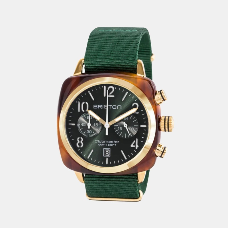 Clubmaster Classic Men Quartz Green Dial Chronograph Nato Watch 15140.PYA.T.10.NBG