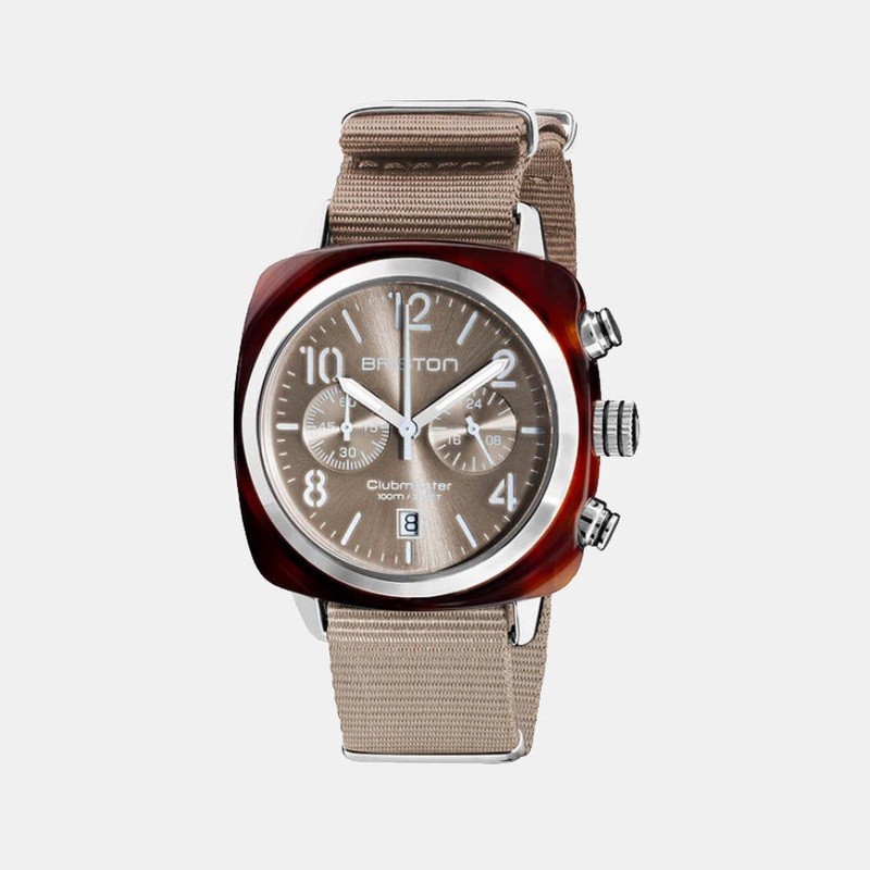 Clubmaster Classic Men Quartz Grey Taupe Dial Chronograph Nato Watch 19140.SA.T.30.NT