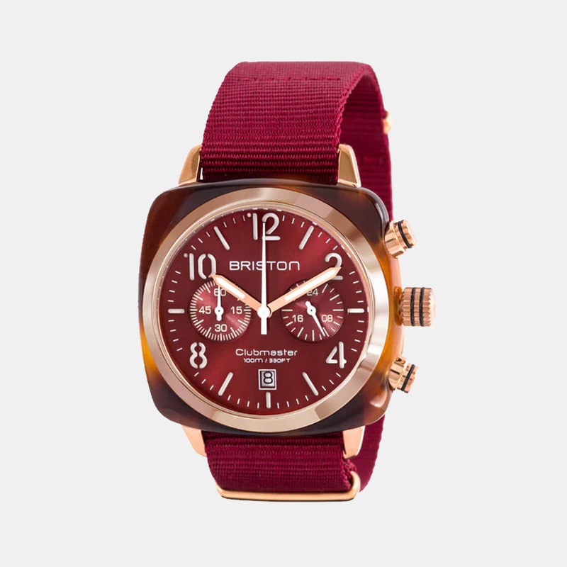 Clubmaster Classic Men Quartz Red Dial Chronograph Nato Watch 15140.PRA.T.8.NBDX