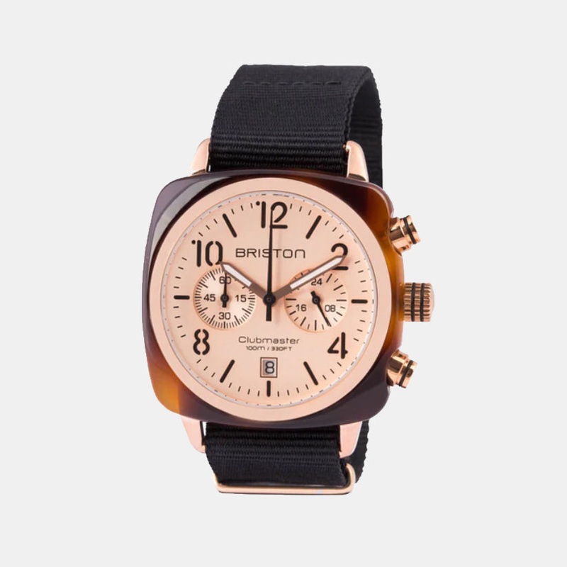 Clubmaster Classic Men Quartz Rose Gold Dial Chronograph Nato Watch 14140.PRA.T.6.NB