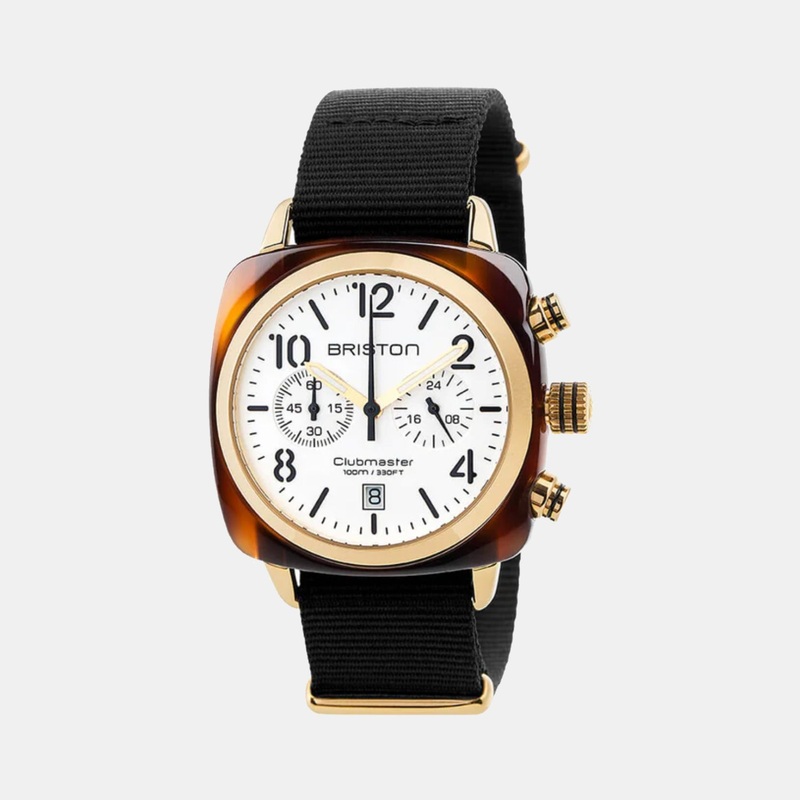 Clubmaster Classic Men Quartz White Dial Chronograph Leather Watch 17140.PYA.T.2.NB