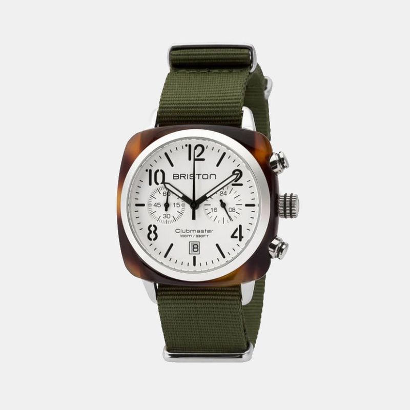 Clubmaster Classic Men Quartz White Dial Chronograph Nato Watch 16140.SA.T.2.NGA