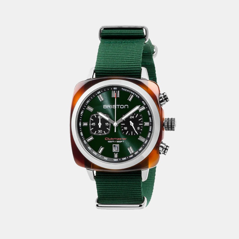 Clubmaster Sport Men Quartz Green Dial Chronograph Nato Watch 17142.SA.TS.10.NBG