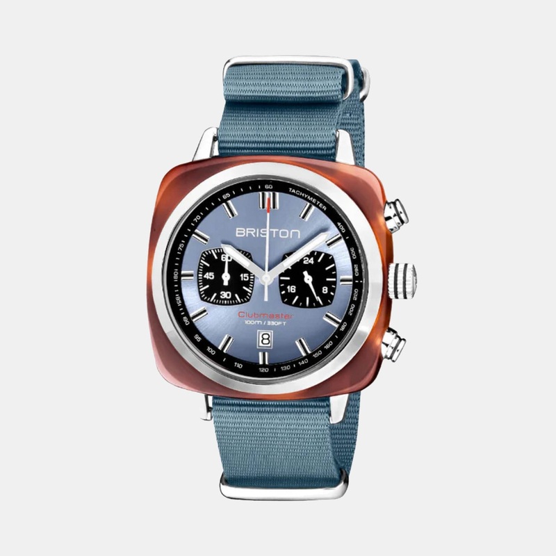 Clubmaster Sport Men Quartz Ice Blue Dial Chronograph Nato Watch 20142.SA.TS.25.NIB
