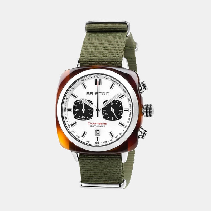 Clubmaster Sport Men Quartz White Dial Chronograph Nato Watch 17142.SA.TS.2.NGA