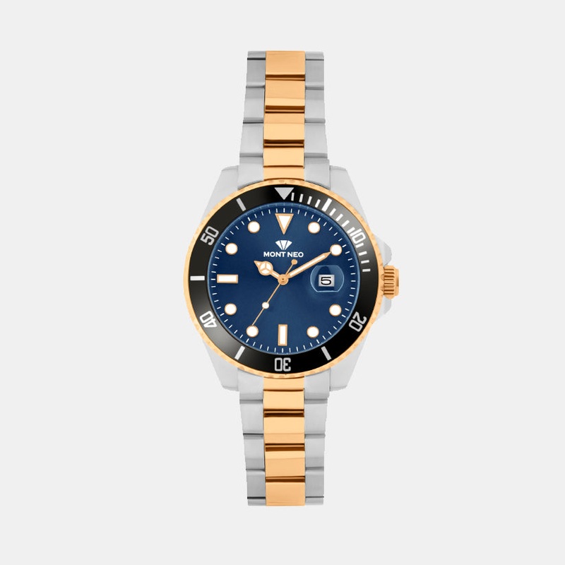 Men Quartz Blue Dial Analog Metal Watch 3507E-M1305