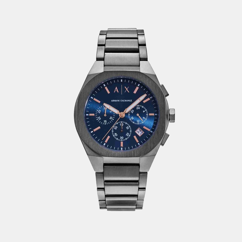 Men Quartz Blue Dial Chronograph Stainless Steel Watch AX4182