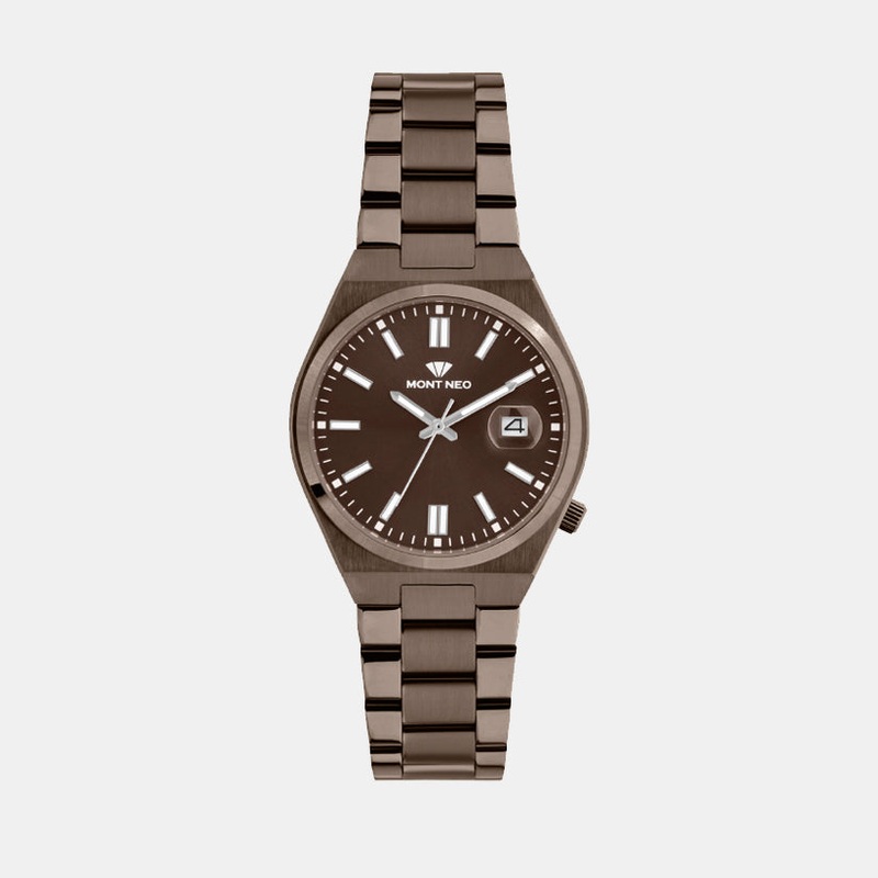 Men Quartz Brown Dial Analog Metal Watch 3506E-M111106