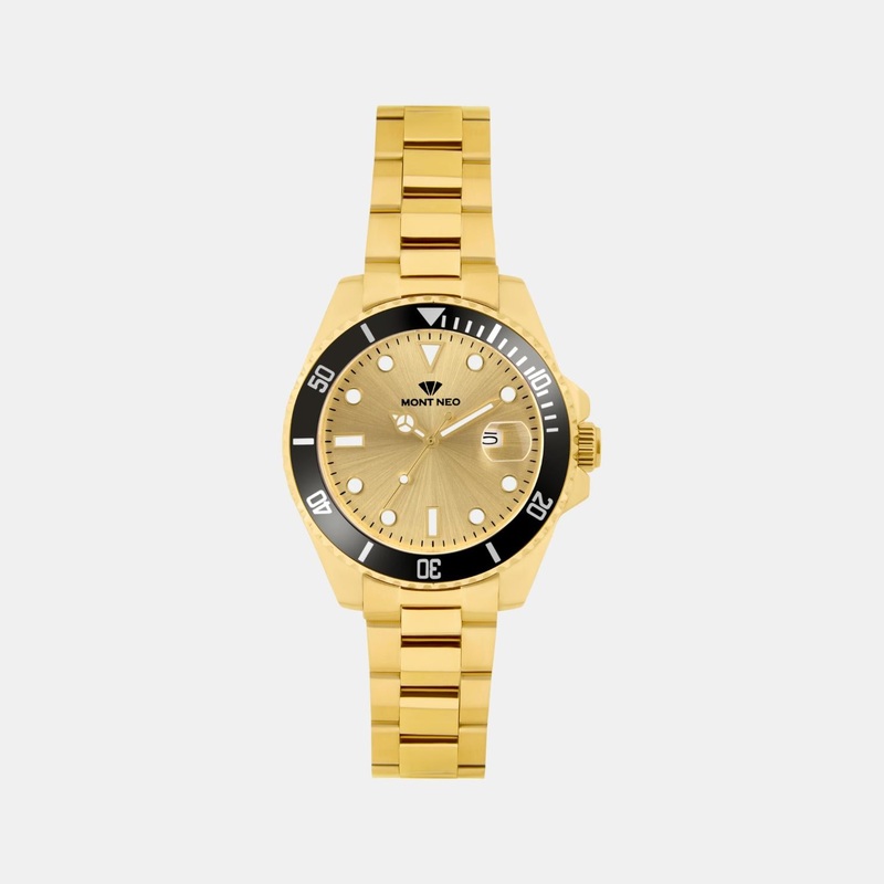 Men Quartz Champaign Dial Analog Metal Watch 3507E-M2208