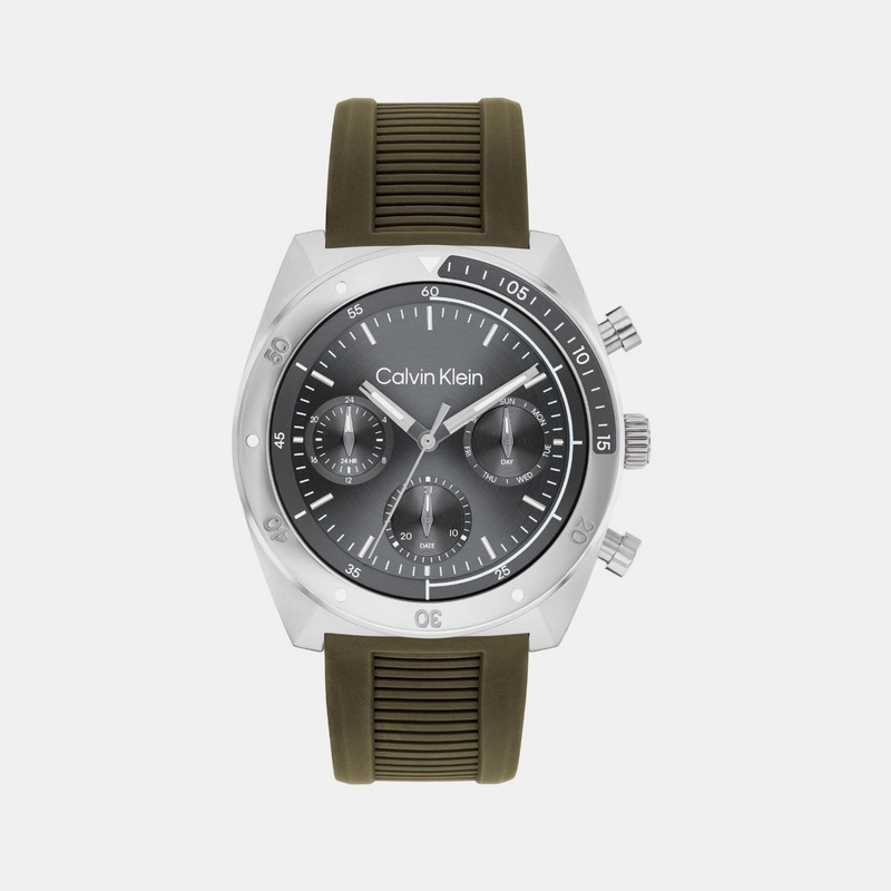 Men Quartz Cool Grey Dial Multi-Function Stainless Steel Watch 25200469