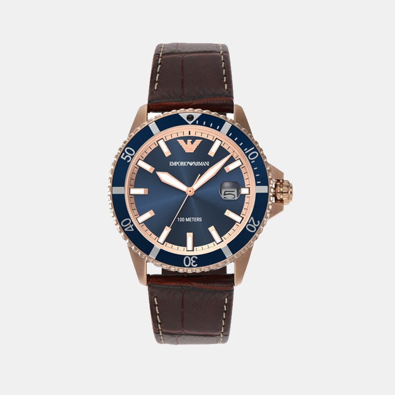 Men Quartz Date Blue Dial Analog Pro-Planet Leather Watch AR11556