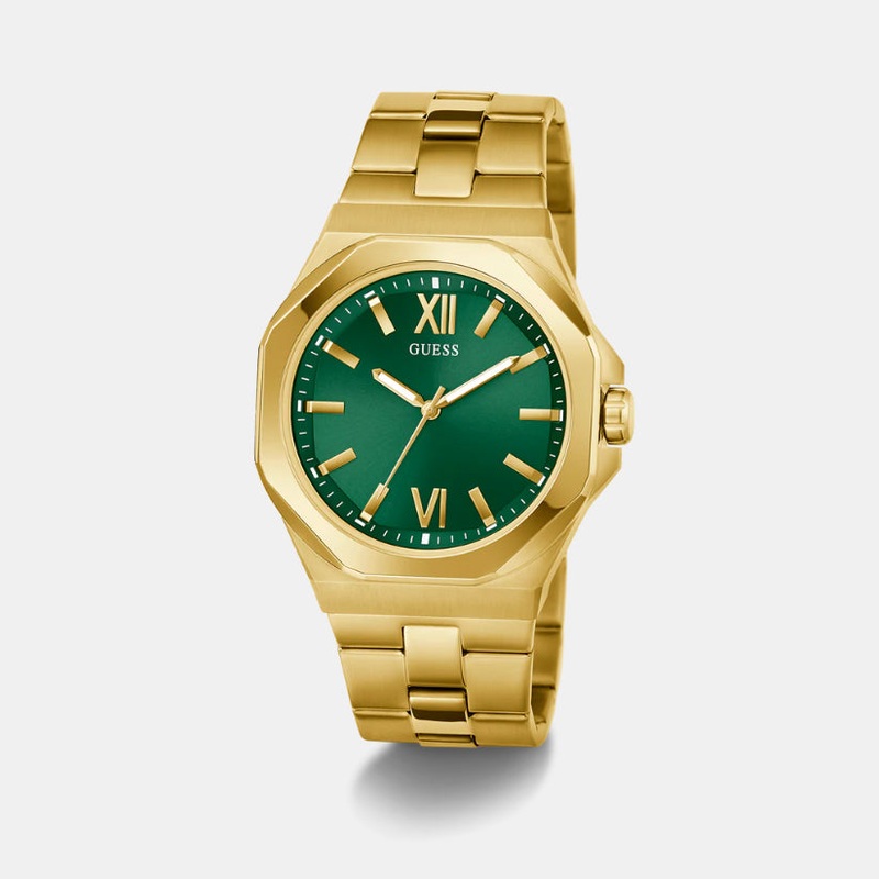 Men Quartz Green Dial Analog Stainless Steel Watch GW0849G2