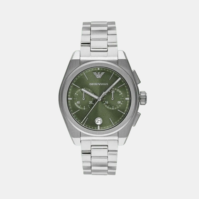 Men Quartz Green Dial Chronograph Stainless Steel Watch AR11640