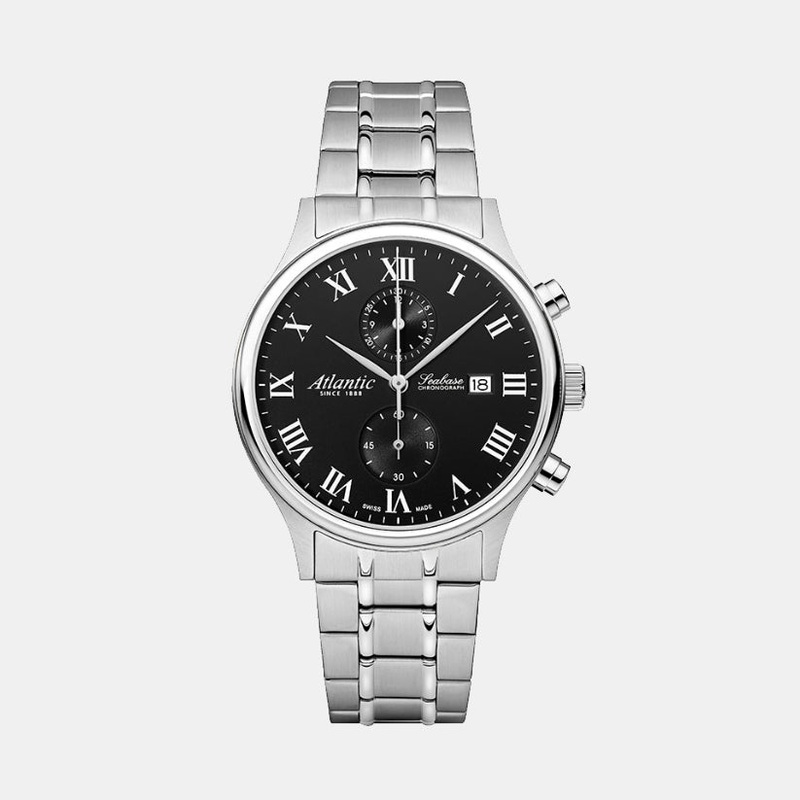 Seabase Men Quartz Black Dial Chronograph Stainless Steel Watch 64457.41.68
