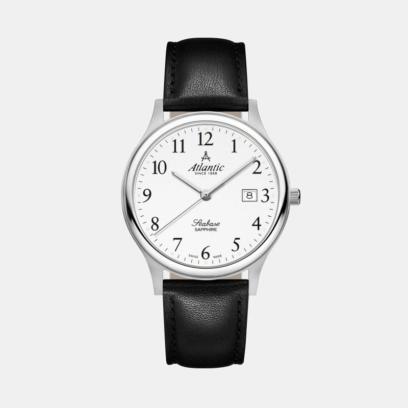 Seabase Men Quartz White Dial Analog Leather Watch 60343.41.13