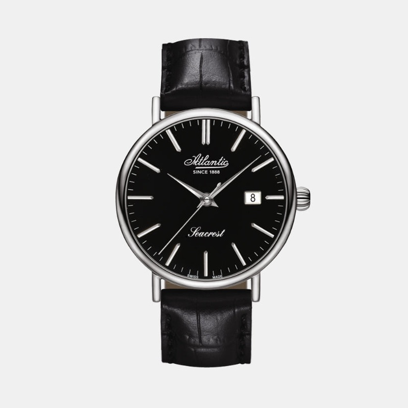 Seacrest Men Quartz Black Dial Analog Leather Watch 50354.41.61