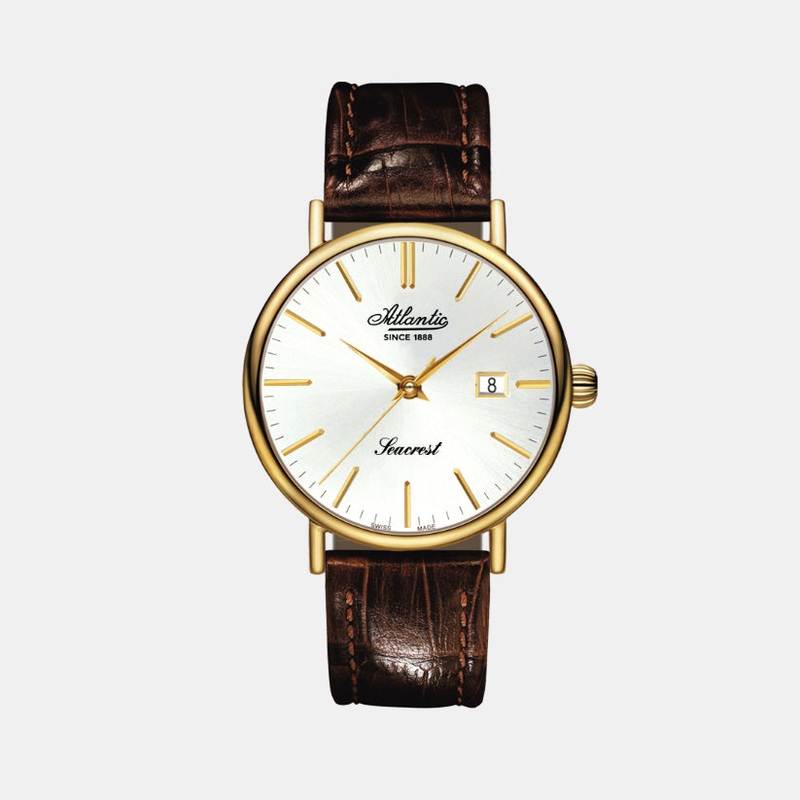 Seacrest Men Quartz White Dial Analog Leather Watch 50354.45.21
