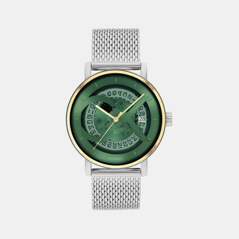 Unisex Automatic Green Dial Analog Stainless Steel Watch 25300005
