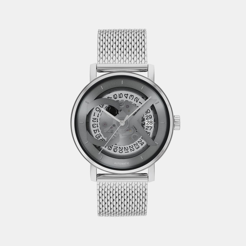 Unisex Automatic Grey Dial Analog Stainless Steel Watch 25300004