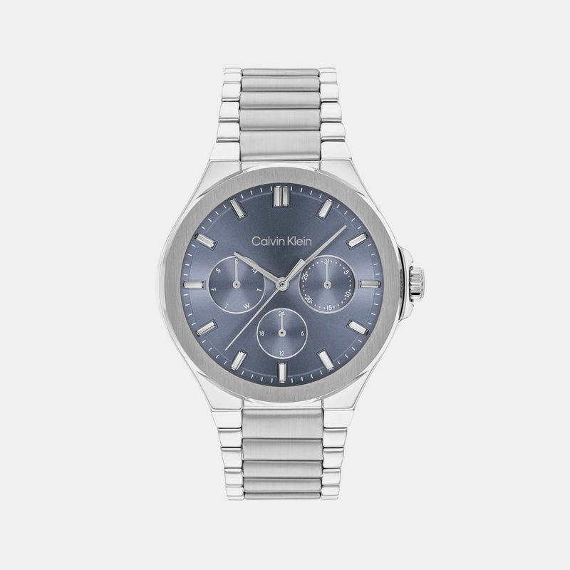 Women Quartz Blue Dial Multi-Function Stainless Steel Watch 25100051
