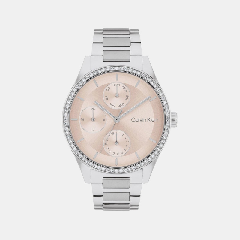 Women Quartz Blush Dial Multi-Function Stainless Steel Watch 25100007