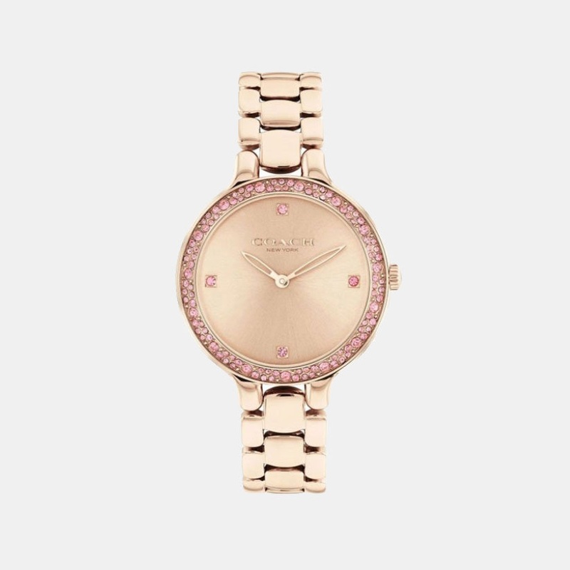 Women Quartz Carnation Gold Dial Analog Stainless Steel Watch 14504126