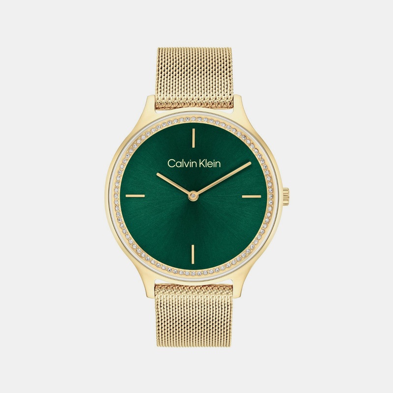 Women Quartz Dark Green Dial Analog Stainless Steel Watch 25100005