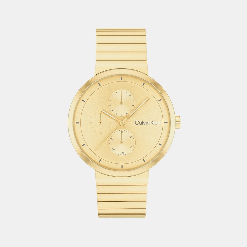 Women Quartz Gold Dial Multi-Function Stainless Steel Watch 25100030