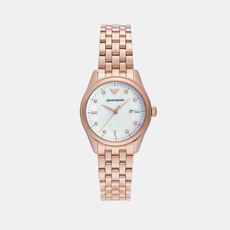 Women Quartz White Dial Analog Stainless Steel Watch AR11615
