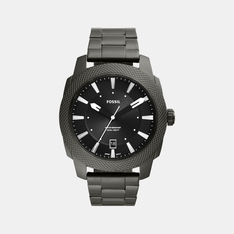 Machine Men Quartz Black Dial Analog Stainless Steel Watch FS5970