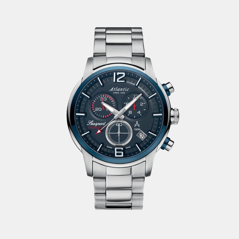 Seasport Men Quartz Blue Dial Chronograph Stainless Steel Watch 87466.47.55