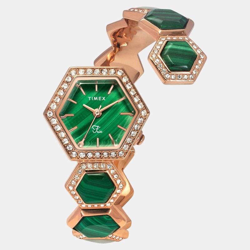 Women Quartz Green Dial Analog Brass Watch TWEL17901