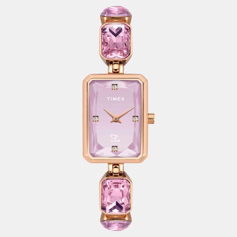 Women Quartz Pink Dial Analog Brass Watch TWEL16906