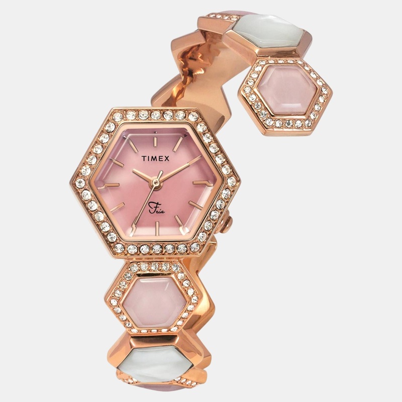 Women Quartz Pink Dial Analog Brass Watch TWEL17903
